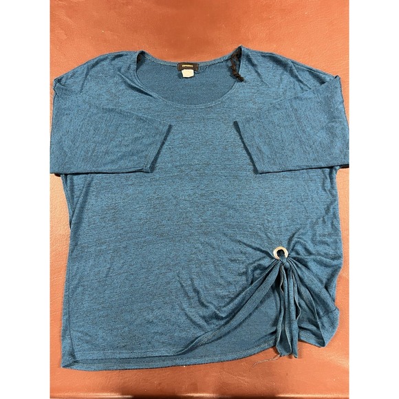 Nespresso Tops - Espresso Womens Size XL Polyester‎ Blouse Teal Ruching On Sides 3/4 Sleeve